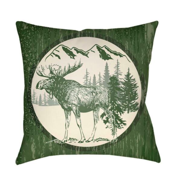 Artistic Weavers Lodge Cabin Moose Poly Filled Pillow - Dark Green & Beige - 16 x 16 in. LGCB2019-1616